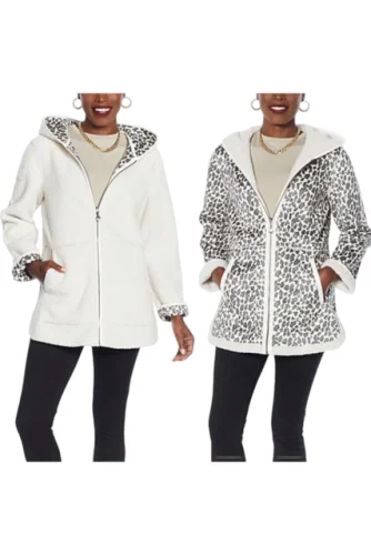 Laurier Women's Faux Shearling 30&Prime; Zip Parka Leopard