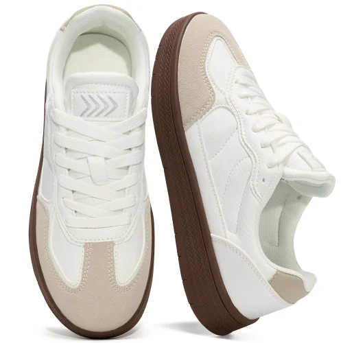 Ecetana Women's Comfortable Lace-Up Walking Sneakers Non-Slip Casual Fashion Shoes for Everyday Wear