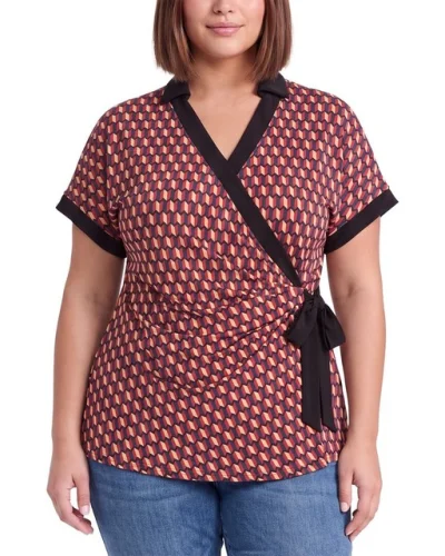 Anne Klein Plus Collared Wrap Top Women's