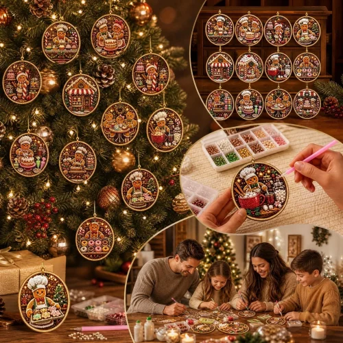 Christmas Decorations Indoor 12PCS Wooden Christmas Ornaments Set DIY Christmas Pearl Art Kits for Adults Hanging Christmas Diamond Art Kits Hanging Diamond Art Kits Wood Christmas Decor Craft