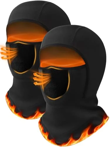 2 Pack Kids Balaclava Windproof Ski Mask Fleece Face Cover for Boys and Girls, Breathable Mesh Panel