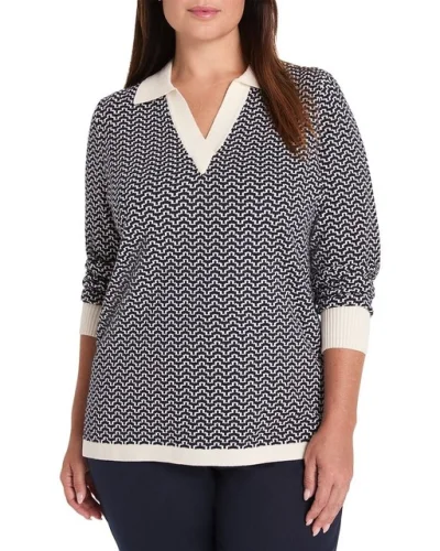 Nic+Zoe Plus Two Tone Jacquard Sweater Women's