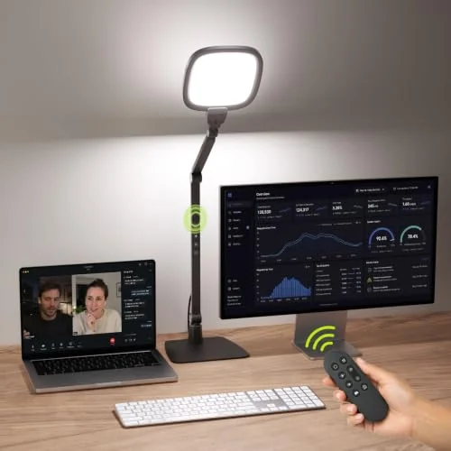LED Desk Lamp for Home Office, 18W Bright Soft Video Conference Lighting with 50+ Light Modes