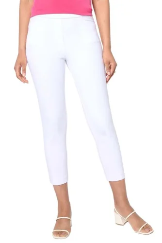 Susan Graver Women's Status Stretch Ponte Knit Crop Pants White