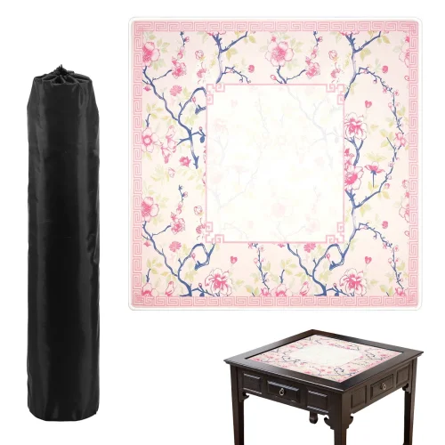 American Mahjong Mat with Rules, 31" Square Non-Slip Rubber Table Cover for Games and Dominoes