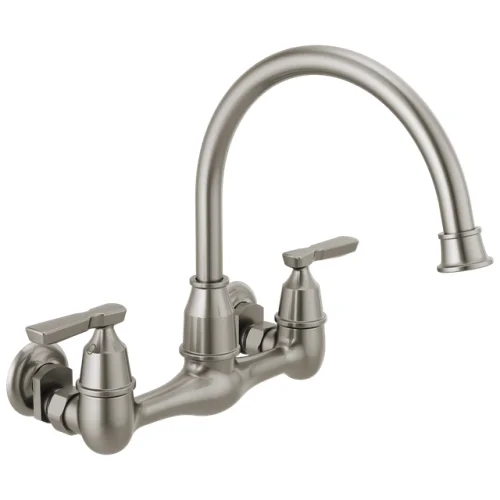 Delta Corin 2 Handle Wall Mounted Kitchen Faucet Stainless - Certified Refurbished