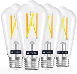 Linkind Matter Smart Edison Light Bulbs, ST19 (58) Vintage Bulbs, 4 Pack