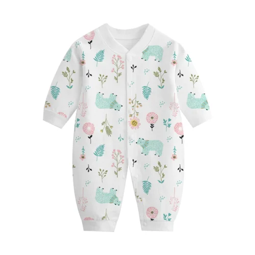 Bovxnpu Baby Girl Bodysuit, Infant Baby Cotton Bodysuit, Newborn Button-Neck Long Sleeved Romper