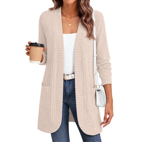Fantaslook Cardigan Sweaters for Women Long Sleeve Open Front Cardigan with Pockets Casual Dressy Lightweight Fall Sweaters