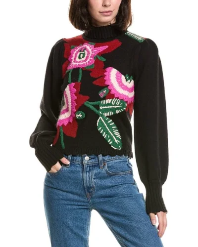 Farm Rio Bold Colorful Flower Knit Wool-Blend Sweater Women's Size XXS