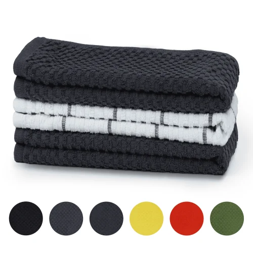 3 Pack Sortora 100% Cotton Kitchen Towels, Super Soft and Absorbent Dish Towels, 15 x 25", Grey