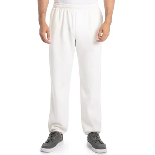 Fruit of the Loom mens Eversoft Fleece & Joggers (Regular Big Man) Sweatpants, Elastic Bottom - White, Medium US