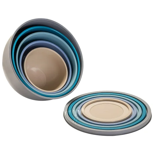 Mainstays 10-Piece Plastic Mixing Bowl Set with Assorted Lids and Nonslip Base for Kitchen Prep