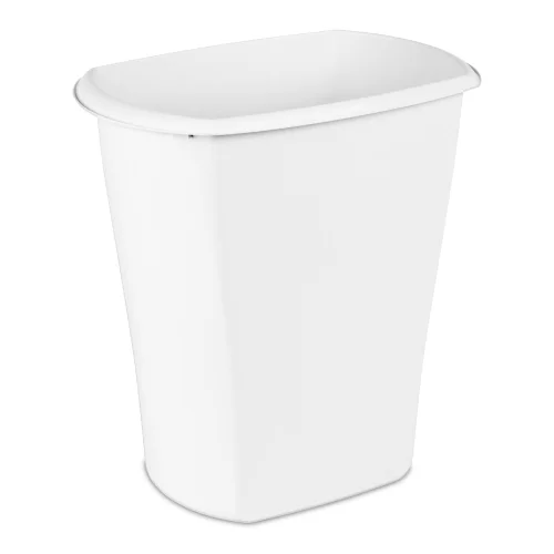 Sterilite 10 Gal Large Kitchen Plastic Trash Can with No Lid, White