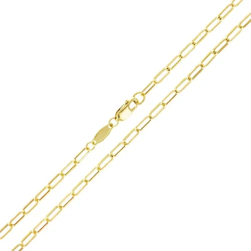 Italian 14k Yellow Gold Hollow Paper Clip Link Chain Necklace 18" 2.5mm 2.3grams