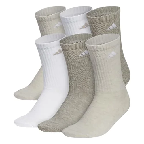 adidas Women's Athletic Cushioned Crew Socks 6 Pairs | 6-Pack, Targeted Cushioning, Arch Support, Breathable Moisture-Wicking, Reinforced Heel & Toe, All-Day Comfort
