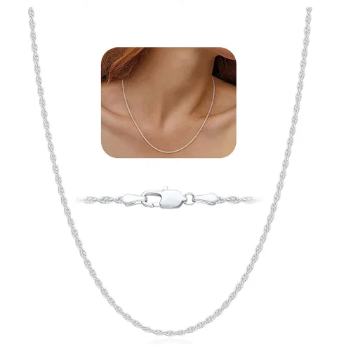 APSVO 925 Silver Plated Chains for Women 1.5mm Non-tarnish Rope Necklace Fashion Stuff Accessories Prom Birthday Christmas Jewelry Gifts Teen Stocking Stuffers Adults Ideas 18 Inch