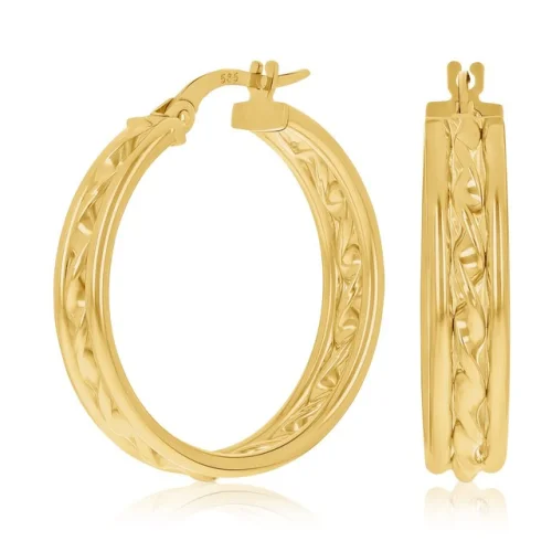 Italian 14k Yellow Gold Rope Creole Hoop Earrings 1 Inch 5mm 2.7 Grams