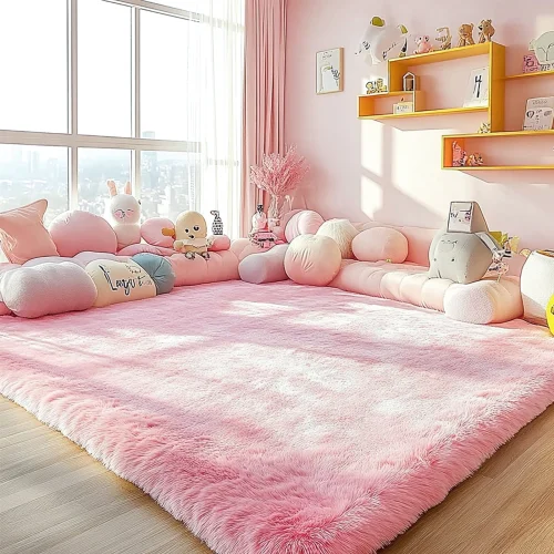 Pentantan Shag Area Rugs, 5ft x 8ft Soft Fluffy Indoor Carpet for Living Room Bedroom Decor, Pink