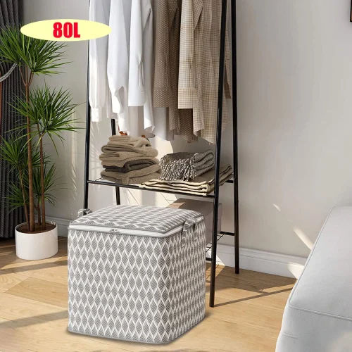 Clearance Under $5 Boovnll Clothes Storage, Large Capacity Foldable Thicken Non-Woven Storage Bags with Reinforced Handles & Zippers for Home, Clothing, Blanket, Comforters, Storage and Organization