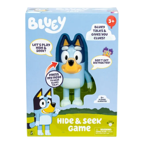 Bluey Hide & Seek Game, Hide The Bluey Figure and Press Her Nose To Start The Built-In Timer, Bluey Talks and Giggles To Help Kids Find Her, Ages 3