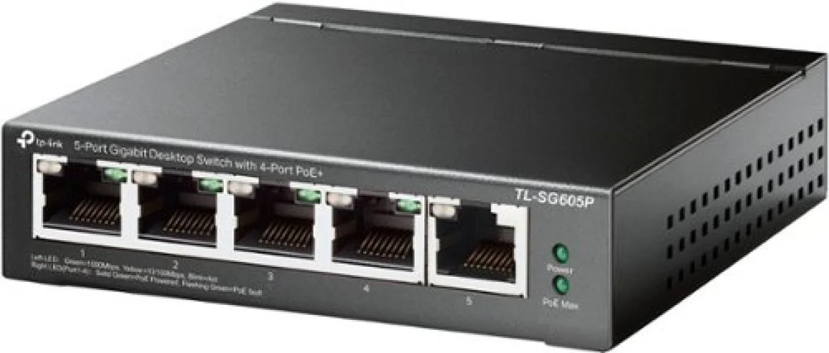 TP-Link 5-Port Gigabit (10/100/1000Mbps) Desktop Unmanaged PoE Switch in Black