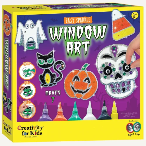 Creativity for Kids Halloween Window Art Kit, Create 7 DIY Suncatcher Window Clings for Ages 6+