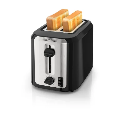 BLACK+DECKER Black Stainless Steel 2-Slice Toaster with Extra-Wide Slots and 7 Shade Controls