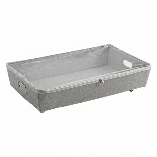 Better Homes & Gardens Rolling Under-Bed Storage Bin with Zipper, Gray Polyester Low-Profile Design