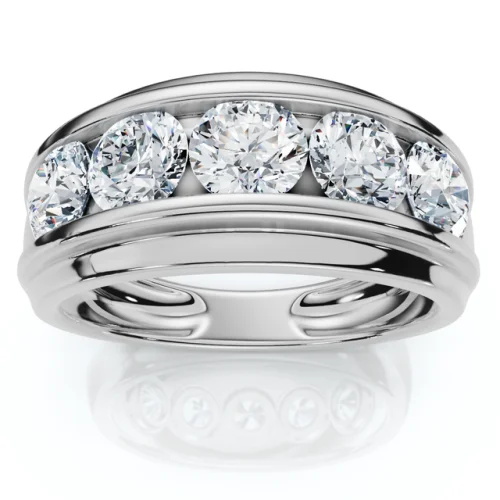 Men's 2Ct Diamond Ring Channel Set Gold Lab Grown