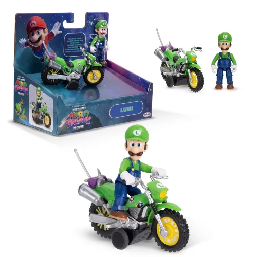The Super Mario Galaxy Movie 2.5-inch Luigi Action Figure with Pull Back Motorcycle Vehicle