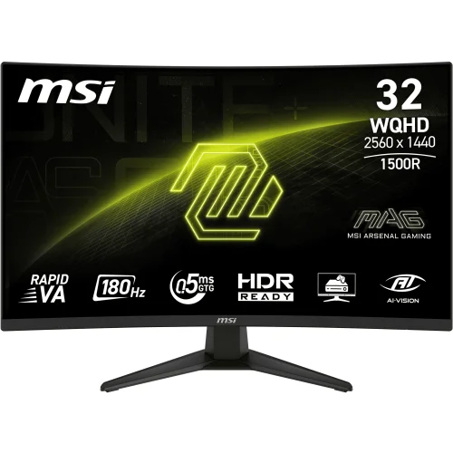 MSI 31.5" Curved WQHD 2560 x 1440 180Hz 0.5ms FreeSync LCD Gaming Monitor - MAG 321CQF E18W