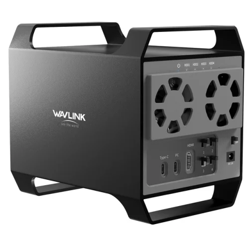 4-Bay Hard Drive Enclosure for 2.5/3.5-inch SATA HDD/SSD with Two Cooling Fans and 4K HDMI Output