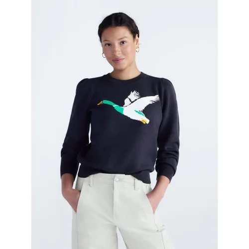 Free Assembly Women's and Women's Plus Pullover Sweater with Puff Sleeves, Midweight, Sizes XS-4X