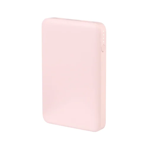 onn 5000mAh Portable Power Bank with USB-C and USB-A Ports, Compact Size, LED Indicator, Pink