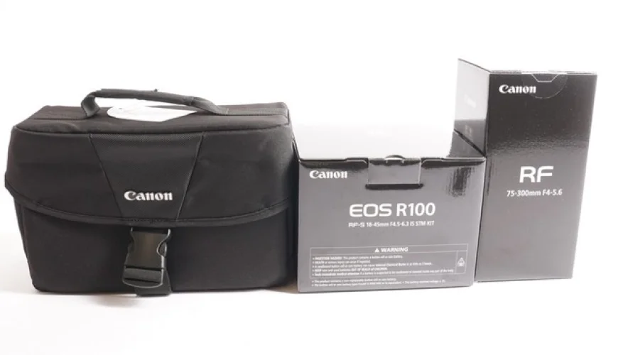 Canon EOS R100 Mirrorless Camera Kit with RF-S18-45mm IS STM, RF75-300mm Lenses
