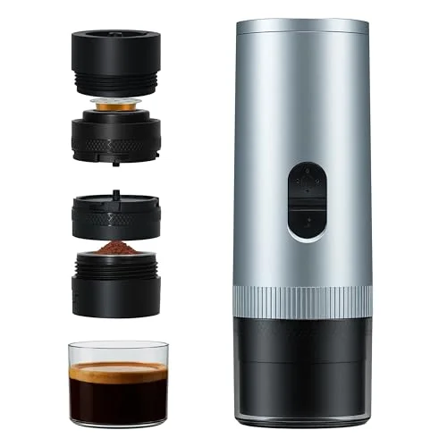 Safashy Portable Coffee Maker, Self-Heating Electric Espresso Machine, 20 Bar Coffee Espresso Maker, Battery Powered with USB-C, 7800mAh, 2-IN-1 for Ground Coffee & NS Capsule, for Hiking, Office,RV