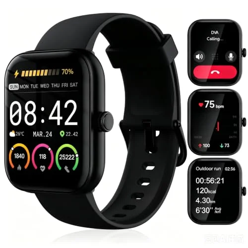 jevesen Smart Watch for Women with AI Voice Assistant & Bluetooth Calls, Fitness and Sleep Trackers, 100+ Sports Modes, Compatible with iOS & Android (Black)