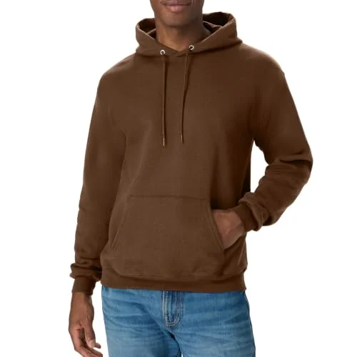 Hanes Comfortblend EcoSmart Midweight Fleece Pullover Hooded Sweatshirt for Men, Army Brown, Large