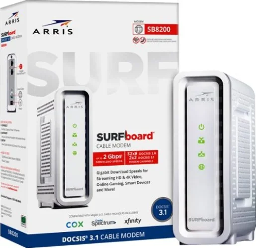 ARRIS SURFboard SB8200 32 x 8 DOCSIS 3.1 Gig-Speed Cable Modem in White