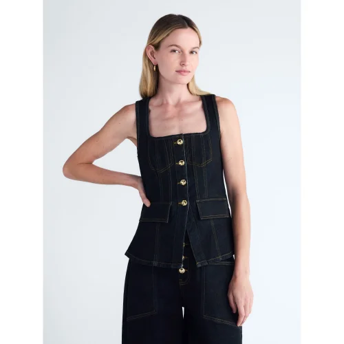 Scoop Women's and Women's Plus Denim Corset Top, Available in Sizes XS to 4X