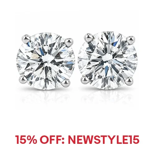 2Ct TW Round Lab Grown Diamond Studs 14K White Gold With Screw Backs
