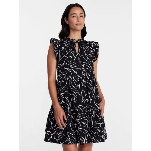 Time and Tru Women's and Women's Plus Cotton Mini Dress with Flutter Sleeves, Sizes XS-4X