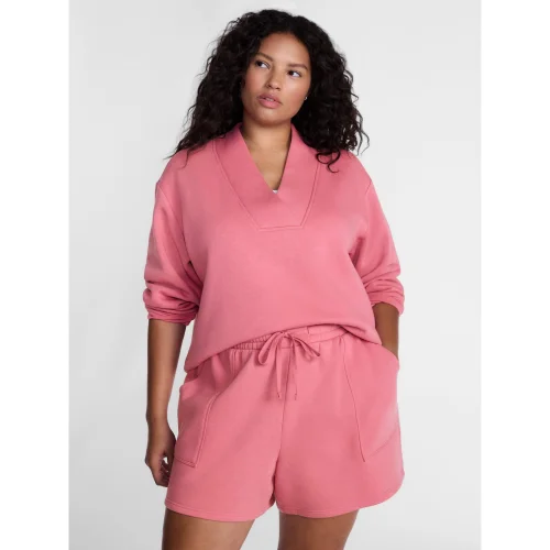 Terra & Sky Women's Plus Fleece V-Neck Sweatshirt, Available in Sizes 0X-5X for Everyday Comfort