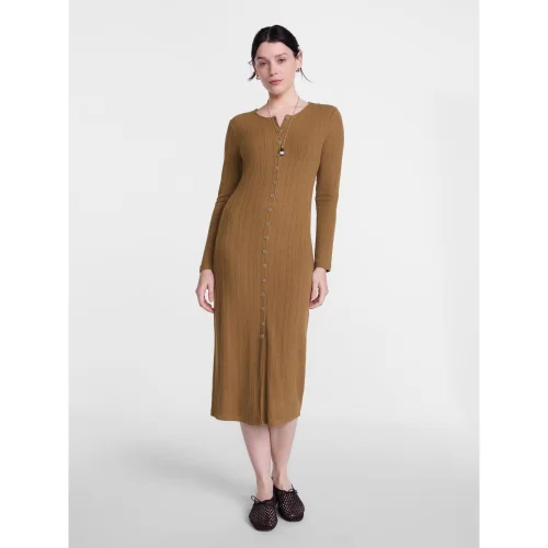 Scenario Women's Cardigan Midi Dress with Long Sleeves, Sizes XS-XXXL