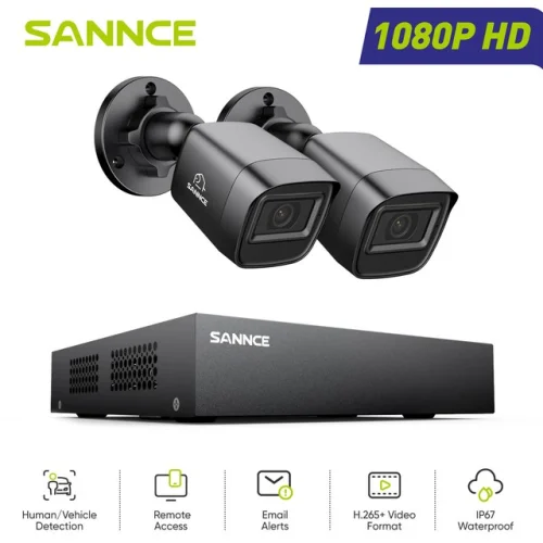 SANNCE 8CH 1080P Lite DVR 1080P CCTV Home Security Camera System with Night Vision and AI Features