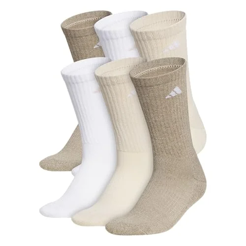 6 Pairs adidas Women's Athletic Cushioned Crew Socks with Arch Support and Moisture-Wicking Fabric