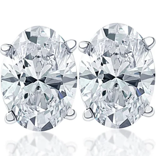 1-6Ct TW Oval Diamond Studs 14k Gold Lab Grown