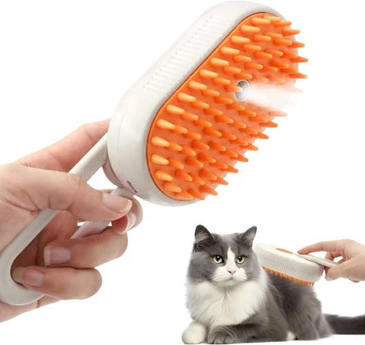 4-In-1 Electric Pet Brush - Steam, Massage & Hair Removal for Dogs/Cats 16z