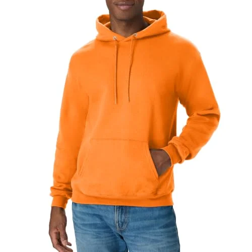 Hanes Men's Pullover EcoSmart Hooded Sweatshirt, Safety Orange, X-Large
